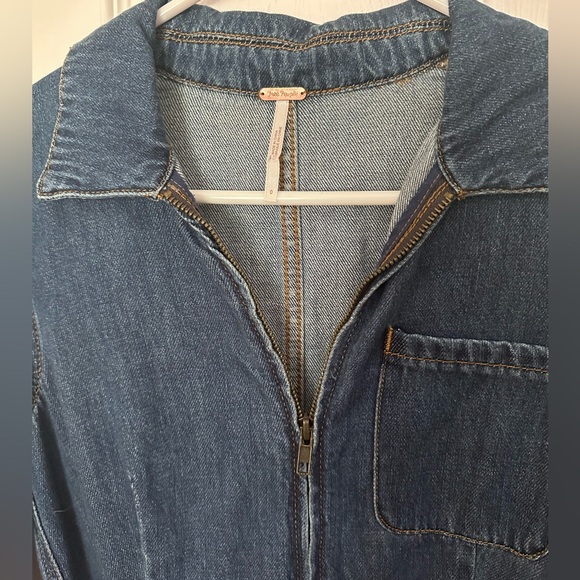 Free People Denim Long Sleeve Romper - Picture 2 of 3